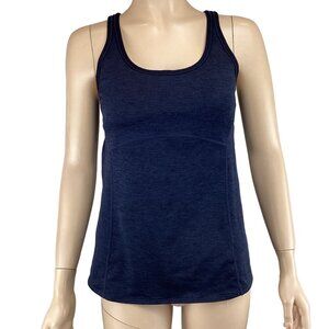 PrAna Tank Top Medium Navy Blue Athletic Yoga Cut Out‎ Back Stretch Yoga